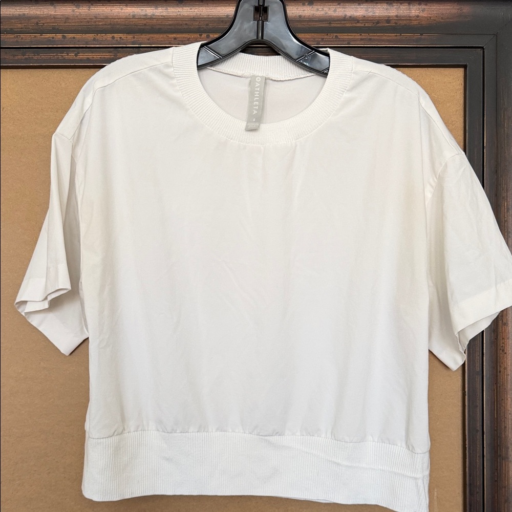 Athleta White Short Sleeve Woven Tee
